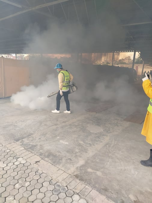 Sanitization of COVID isolation center hosted by RSSB Nepal