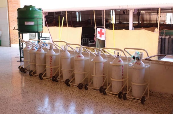 Oxygen tanks for oxygen therapy ata Samakhushi center. Photo source: ANMF