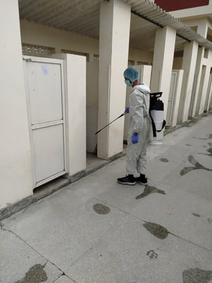 Sanitizing the toilet facilities